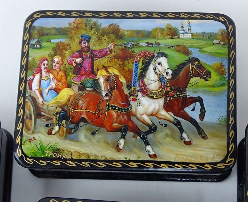 Collection of Seven (7) Russian Lacquer Boxes