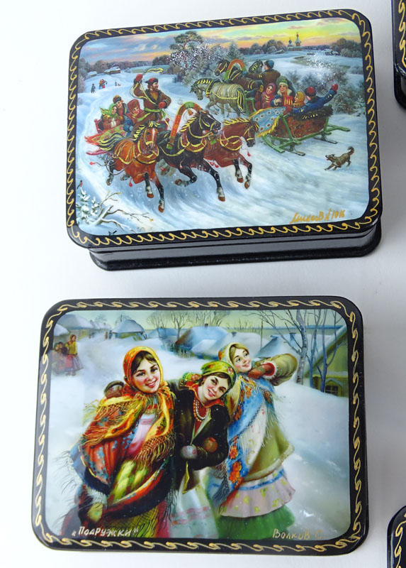 Collection of Seven (7) Russian Lacquer Boxes