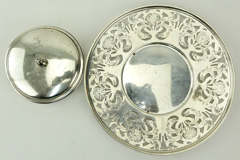 Vintage Sterling Silver and Serving Dish with Crystal Insert