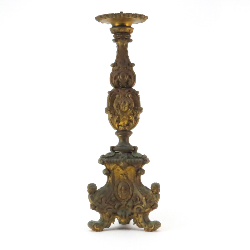 Antique Baroque style Heavy Brass Ecclesiastical Candlestick