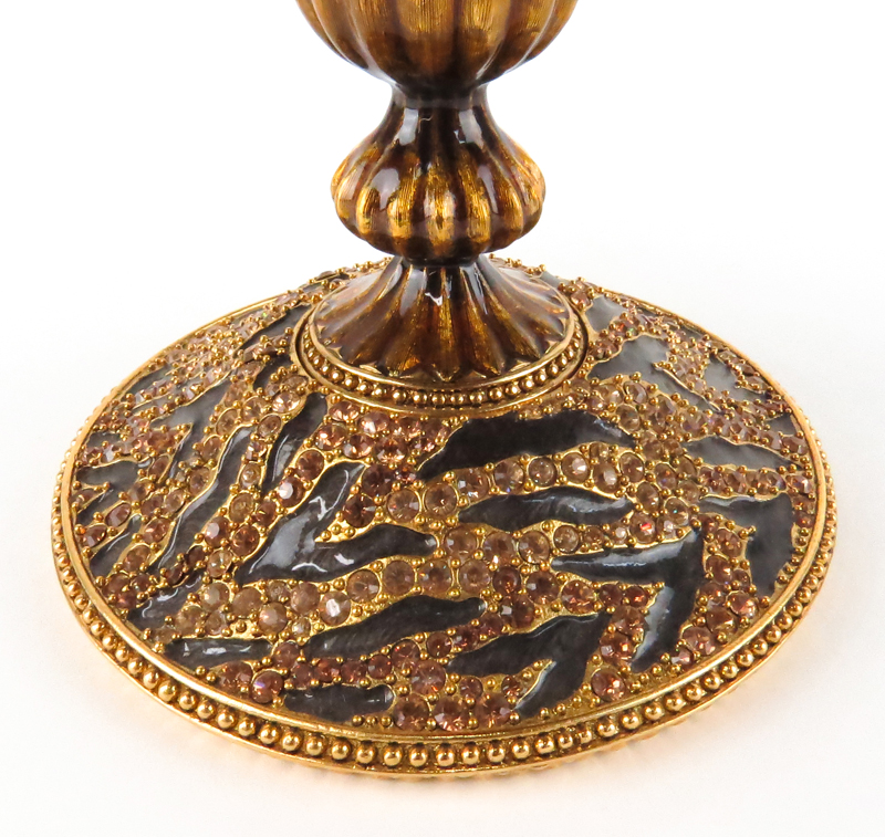 Jay Strongwater Marble and Gilt Metal Tazza with Faux gemstone Accents