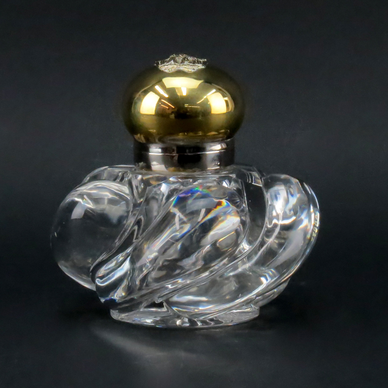 Early 20th Century Crystal and Brass Top Inkwell