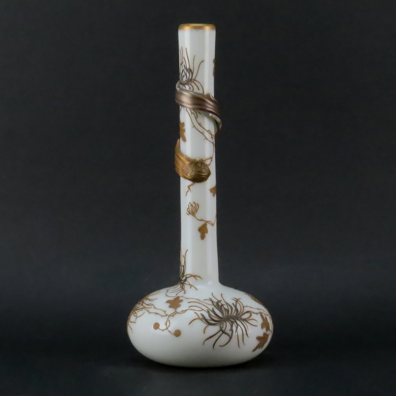 Antique Victorian Style Gilt Opaline Glass Vase