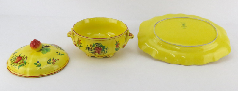 Elysse by Luneville "Louis XV Yellow" Faience Pottery Covered Tureen and Under Tray