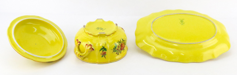 Elysse by Luneville "Louis XV Yellow" Faience Pottery Covered Tureen and Under Tray