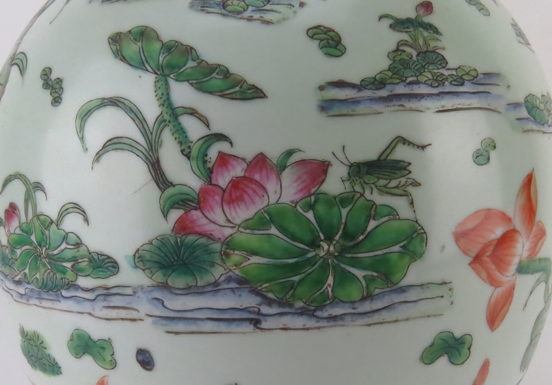 Later 20th Century Chinese Hand Painted Porcelain Bulbous Vase