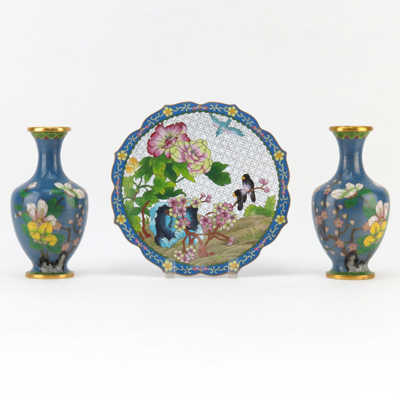 Grouping of Three (3) Chinese Cloisonné Enamel Tableware