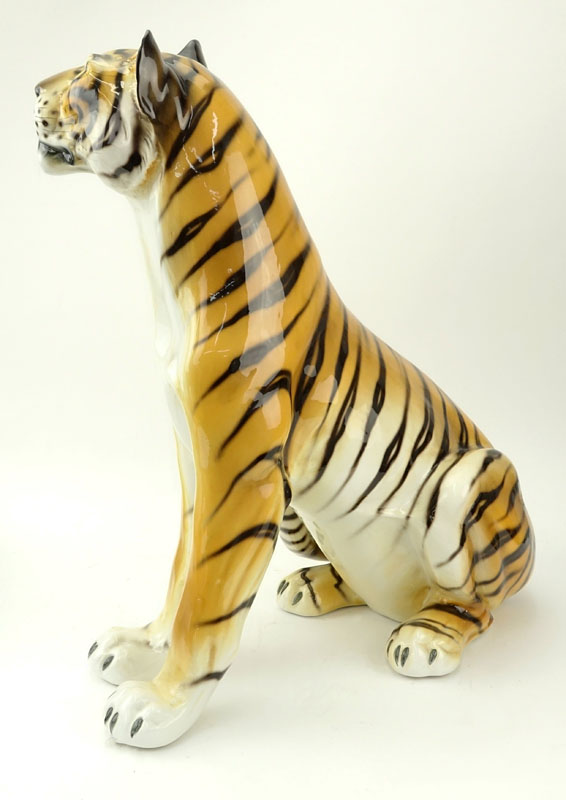 Large Mid-Century Ceramic Tiger Figurine