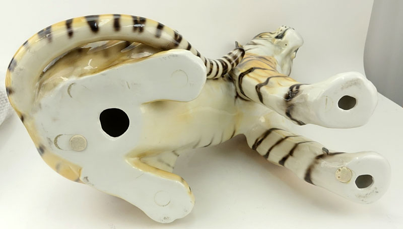 Large Mid-Century Ceramic Tiger Figurine