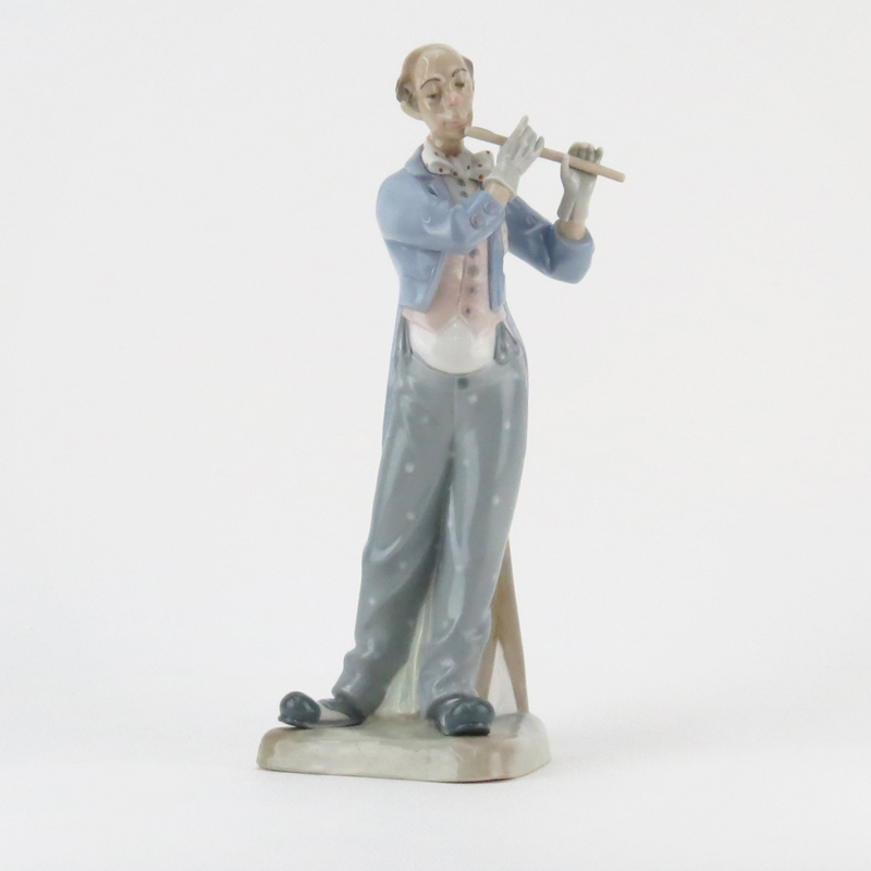 Zaphir Lladro Style Clown Musician Porcelain Figurine