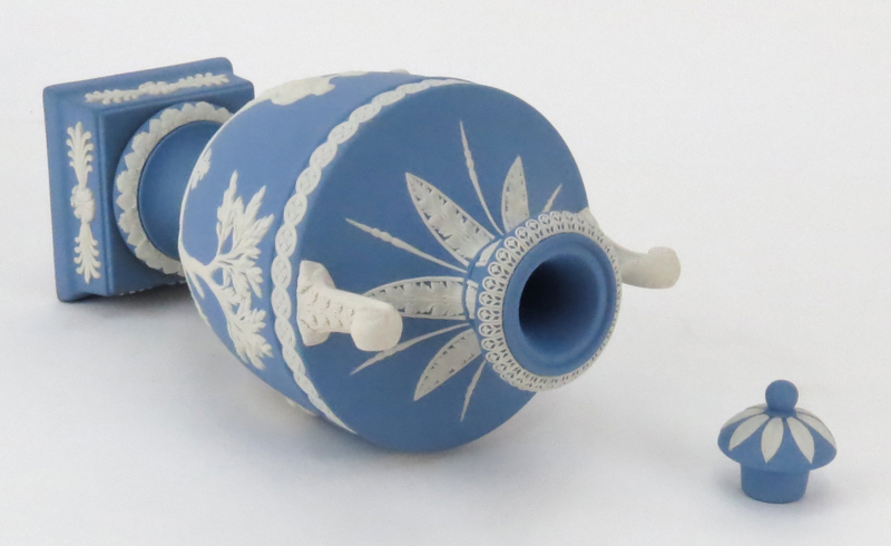 Wedgwood Jasperware Blue and White Covered Urn