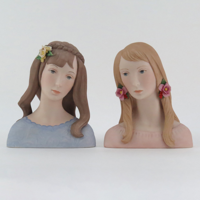 Two (2) Laszlo Ispanky Polychrome Porcelain Busts