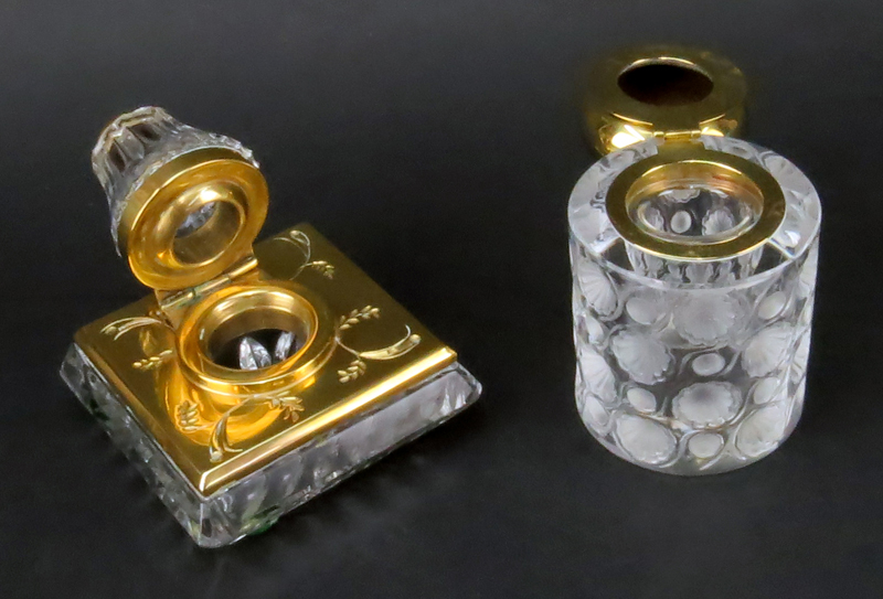 Grouping of Two (2) Vintage Inkwells