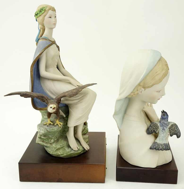 Two (2) Cybis Polychrome Porcelain Figurines Mounted on Wooden Bases