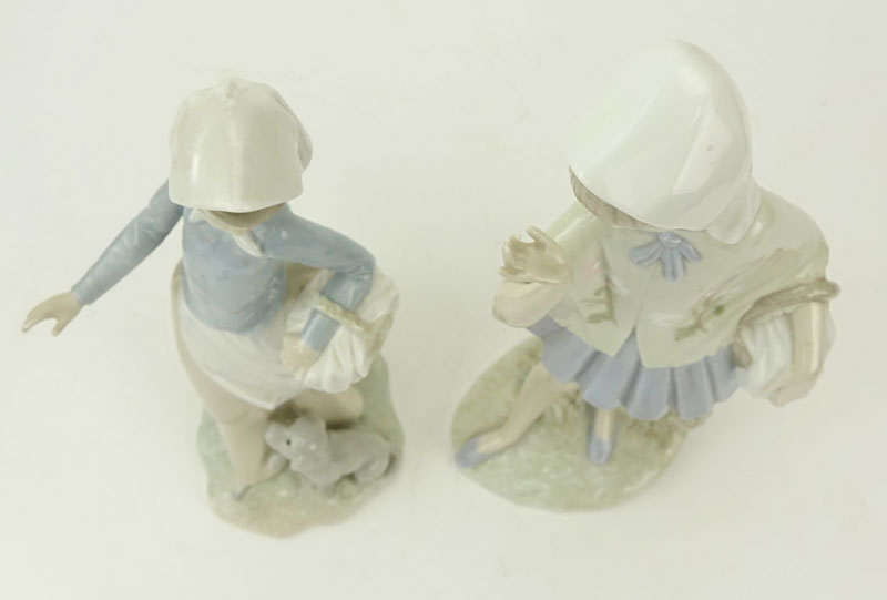 Two (2) Zephir Lladro Style Glazed Porcelain Figurines