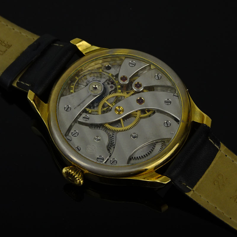 Men's International Watch Co Watch with Skeleton Back and Automatic Movement, Gold Tone Case, Leather Strap