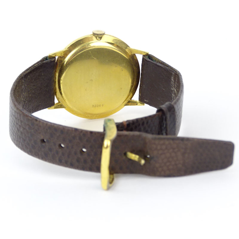 Man's Vintage Girard-Perregaux 14 Karat Yellow Gold Manual Movement Watch with Lizard Strap