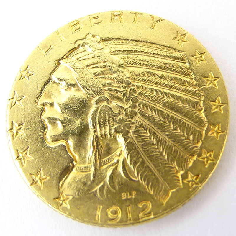 1912 US Indian Half Head $5 Gold Coin