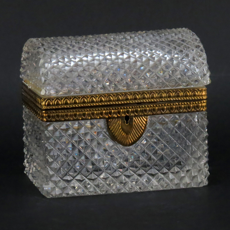 Antique Baccarat Style Crystal Casket Form Box