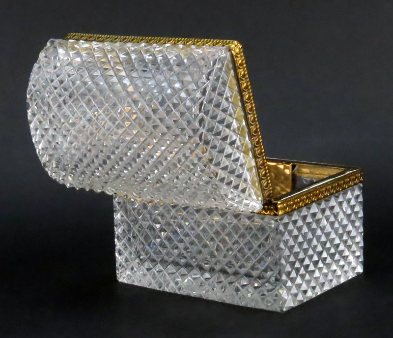 Antique Baccarat Style Crystal Casket Form Box