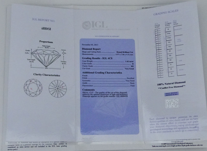 1.42 Carat Round Brilliant Cut Diamond