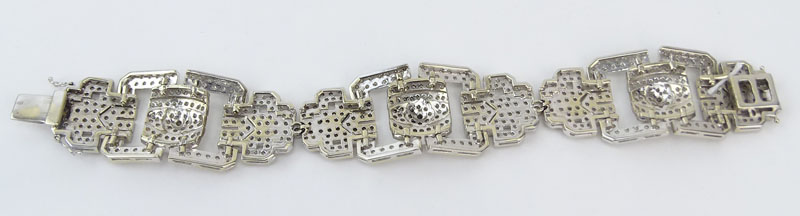 20.0 Carat Pave Set Round Cut Diamond and 18 Karat White Gold Bracelet.