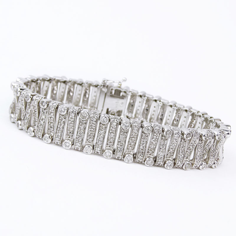 Contemporary Diamond and 18 Karat White Gold Bracelet