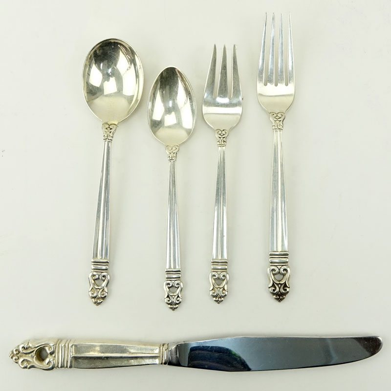 Seventy Two (72) Piece International Silver "Royal Danish" Sterling Silver Flatware