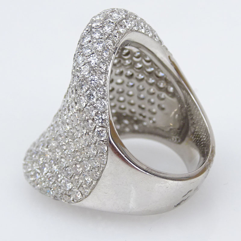 6.50 Carat Pave Set Round Brilliant Cut Diamond and 18 Karat White Gold Cocktail Ring.