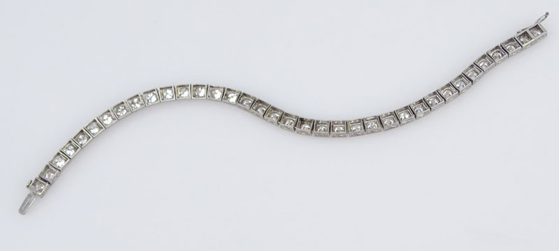 8.0 Carat Old European Diamond and Platinum Bracelet.