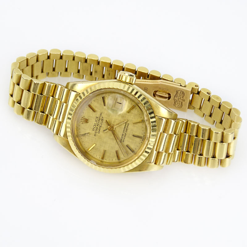 Lady's Rolex 18 Karat Yellow Gold Date Just Bracelet Watch