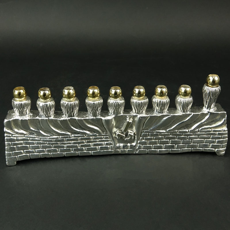 Sterling Silver Parcel Gilt Hanukkah Lamp/Menorah