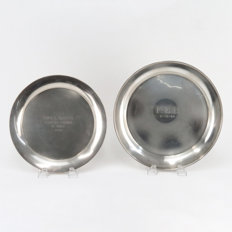 Two (2) Manchester Silver Co. Sterling Silver Round Chargers/Trays