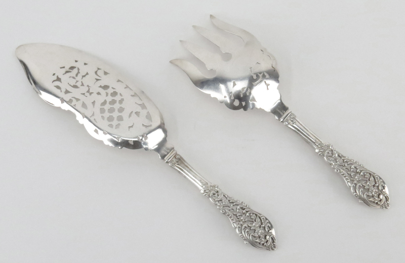 Dominick & Haff "Trianon Pierced" 2 Piece Sterling Silver Fish Serving Set