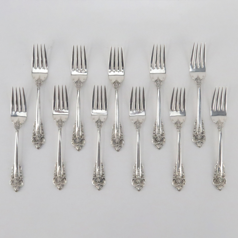 Eleven (11) Wallace Grand Baroque Sterling Silver Salad Fork