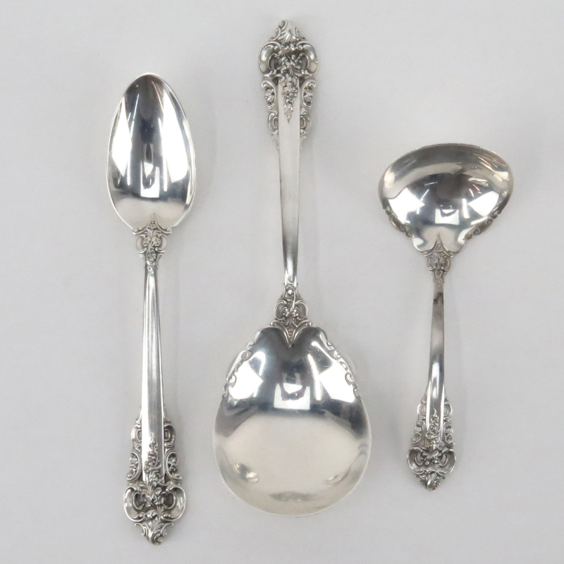 Grouping of Three (3) Wallace Grand Baroque Sterling Silver Serving Spoons