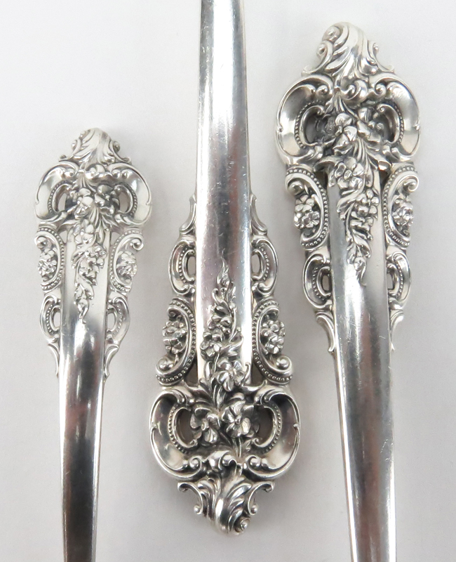 Grouping of Three (3) Wallace Grand Baroque Sterling Silver Serving Spoons