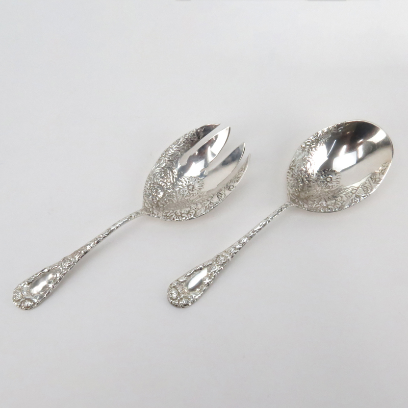 Silvercraft Sterling Silver Repousse Salad Set