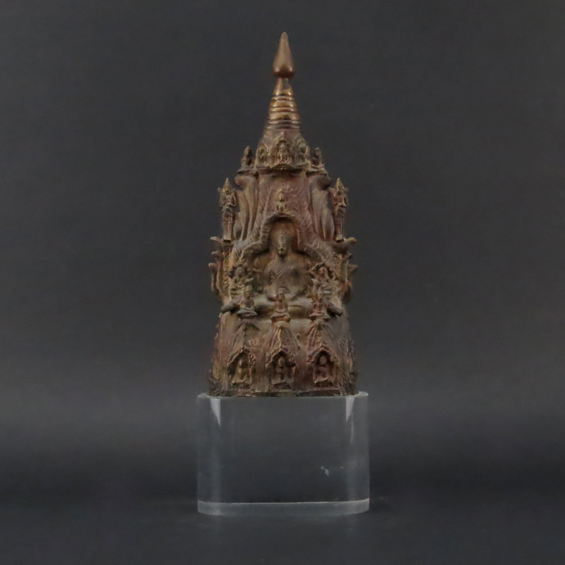 Bronze Buddha Sculpture On Lucite Base