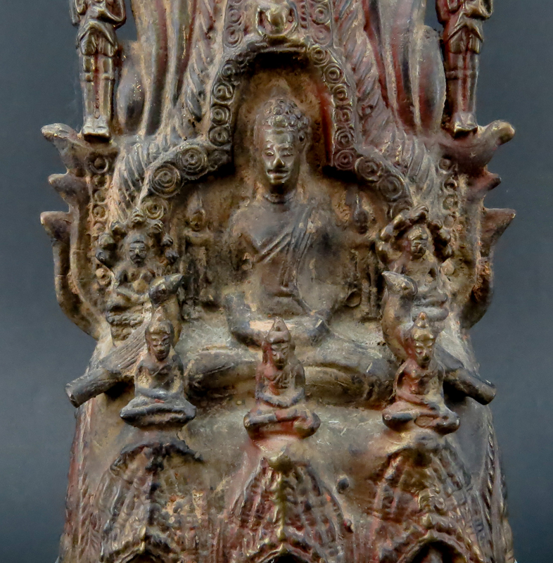 Bronze Buddha Sculpture On Lucite Base