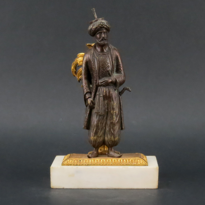 Vintage Bronze Orientalist Bronze On Marble Base