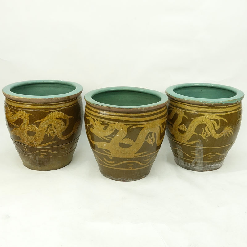 Three Large Chinese Pottery Jardinières