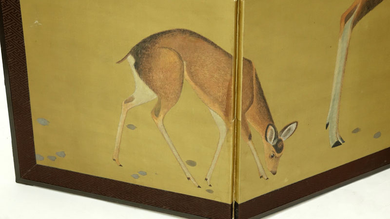 Mid 20th Century Four Panel Folding Screen