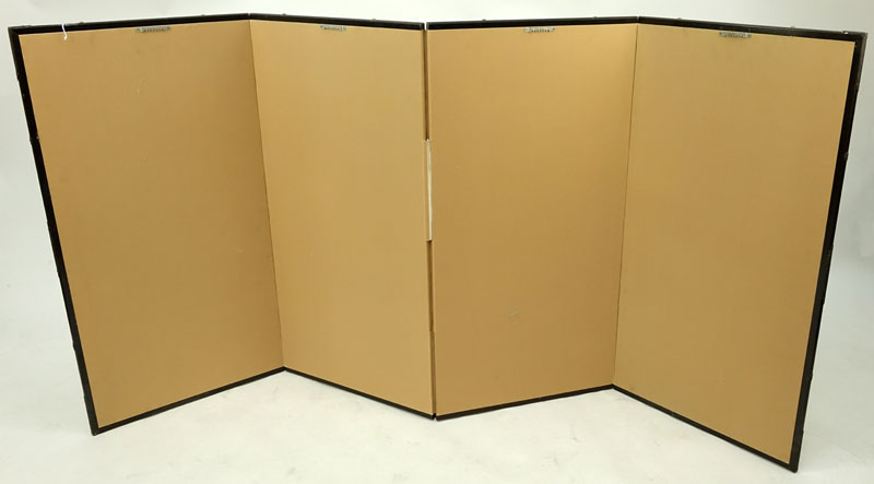 Mid 20th Century Four Panel Folding Screen