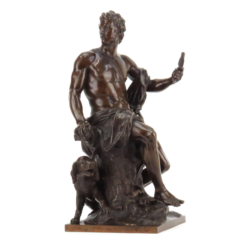 After: Antoine Coysevox, French (1640-1720) "Homme et Chien" Bronze Sculpture