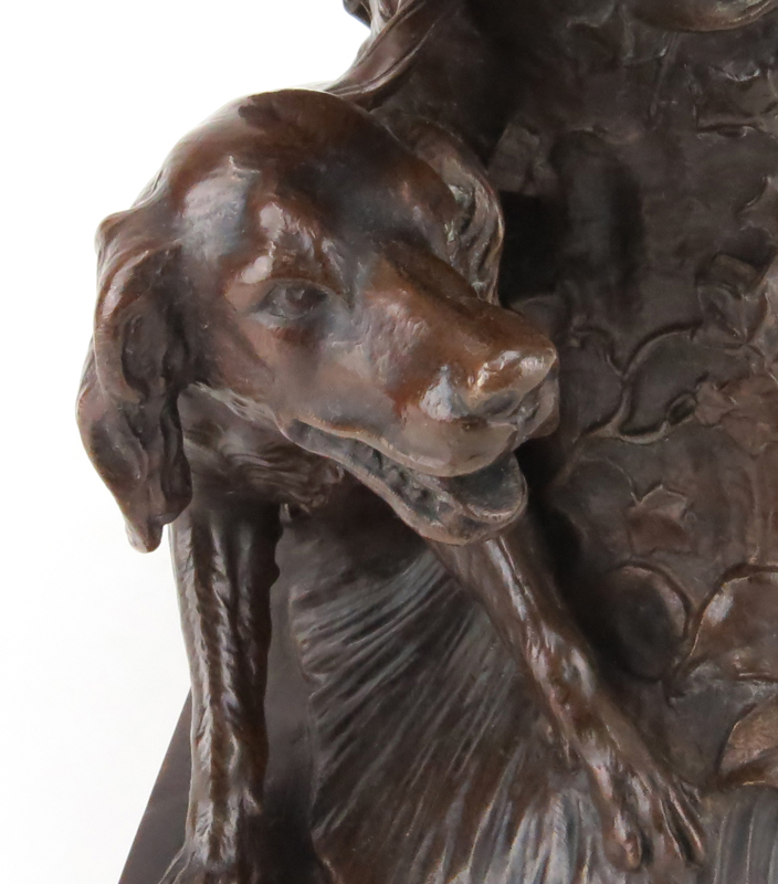 After: Antoine Coysevox, French (1640-1720) "Homme et Chien" Bronze Sculpture