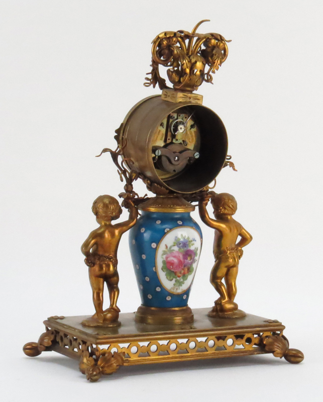 19/20th Century French Bronze and Porcelain Figural Clock