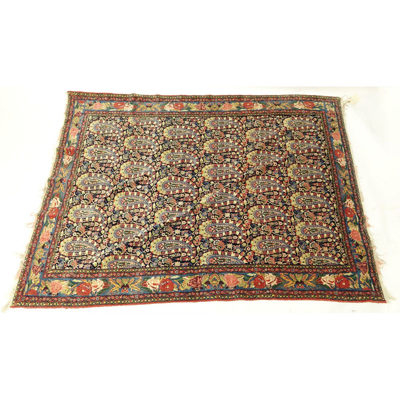 Very Fine Antique Persian Sinnah Senneh Silk and Wool Rug with Rare Multi Color Silk Warp