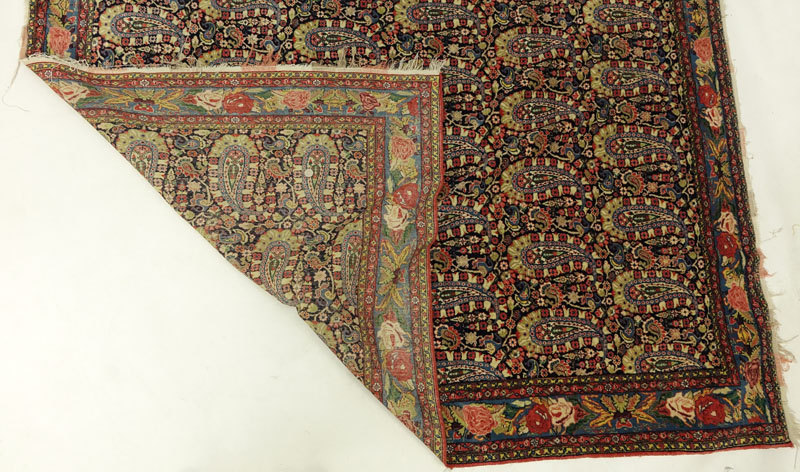 Very Fine Antique Persian Sinnah Senneh Silk and Wool Rug with Rare Multi Color Silk Warp