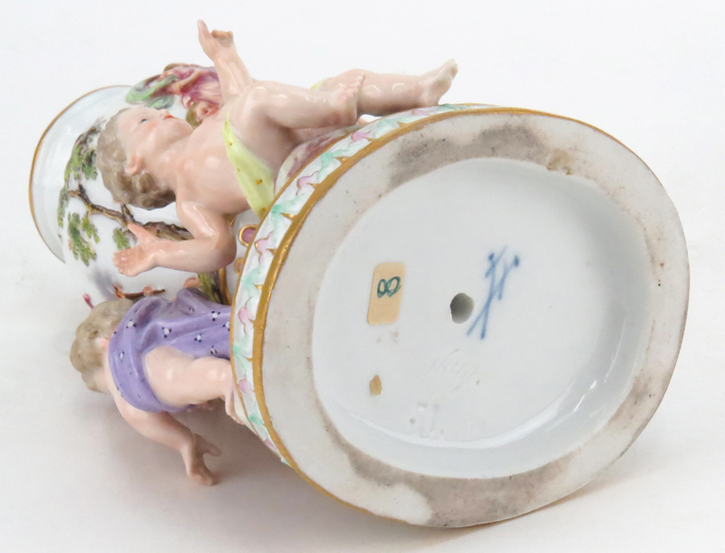 19th Century Meissen Porcelain Group, Three Putti with Urn